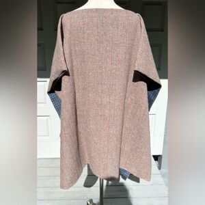Reversible Tweed Twill European Wool Two-Tone Poncho